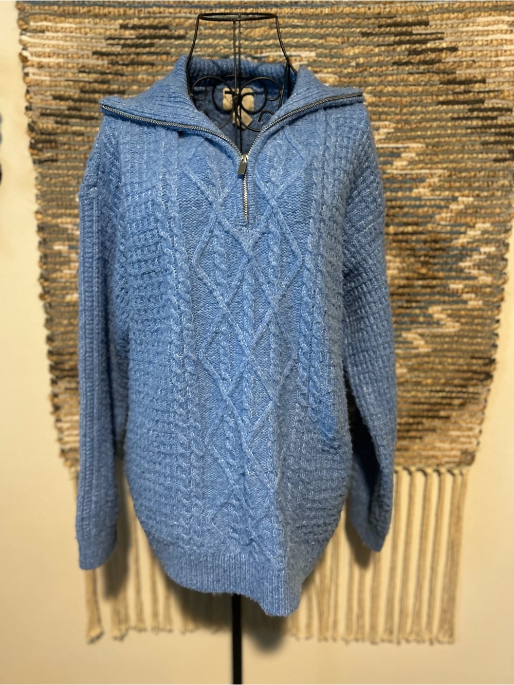 St. John’s Bay Cozy Blue Cable-Knit Half-Zip Sweater